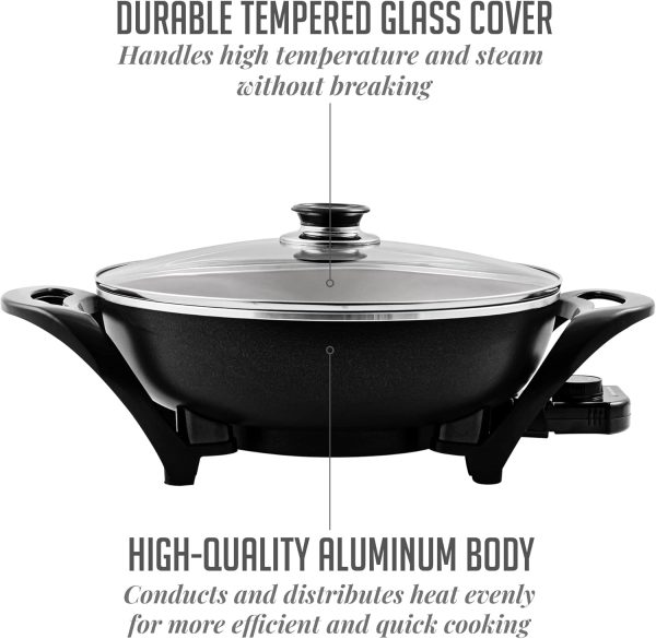 OVENTE 12 Inch Electric Skillet and Frying Pan with Nonstick Coating, 1400W Power, Adjustable Temperature Control, Tempered Glass Lid with Vent and Cool Touch Handles, Copper SK11112CO - Image 22