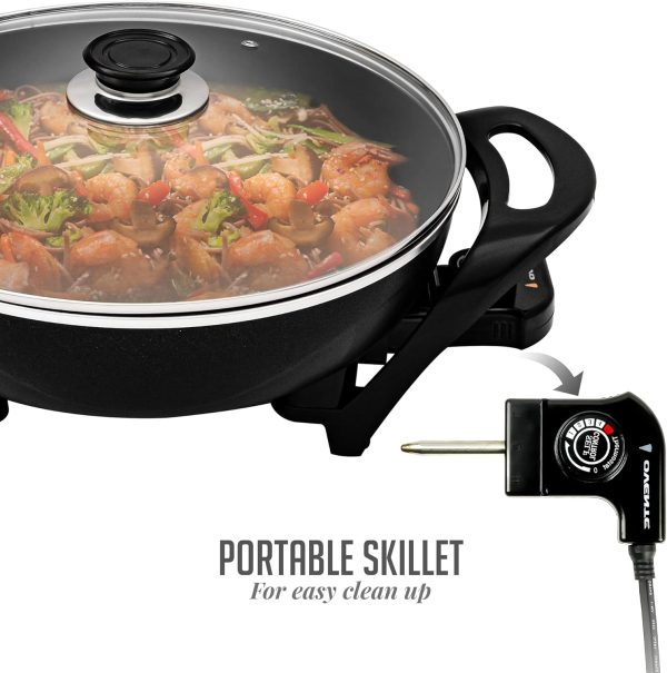 OVENTE 12 Inch Electric Skillet and Frying Pan with Nonstick Coating, 1400W Power, Adjustable Temperature Control, Tempered Glass Lid with Vent and Cool Touch Handles, Copper SK11112CO - Image 25