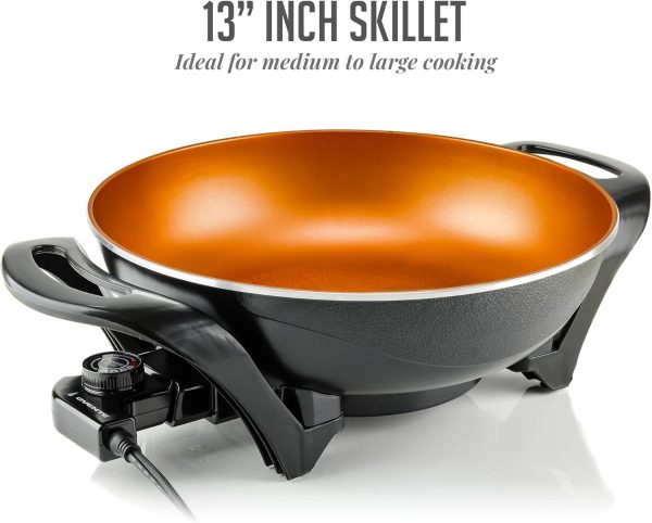 OVENTE 12 Inch Electric Skillet and Frying Pan with Nonstick Coating, 1400W Power, Adjustable Temperature Control, Tempered Glass Lid with Vent and Cool Touch Handles, Copper SK11112CO - Image 29