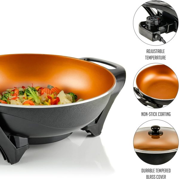 OVENTE 12 Inch Electric Skillet and Frying Pan with Nonstick Coating, 1400W Power, Adjustable Temperature Control, Tempered Glass Lid with Vent and Cool Touch Handles, Copper SK11112CO - Image 30