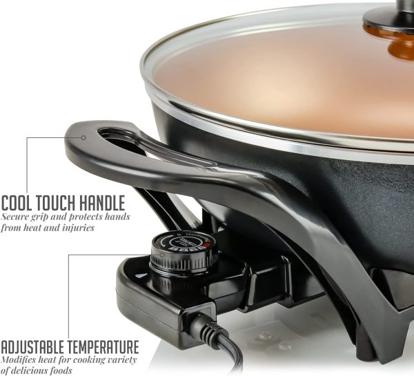 OVENTE 12 Inch Electric Skillet and Frying Pan with Nonstick Coating, 1400W Power, Adjustable Temperature Control, Tempered Glass Lid with Vent and Cool Touch Handles, Copper SK11112CO - Image 32