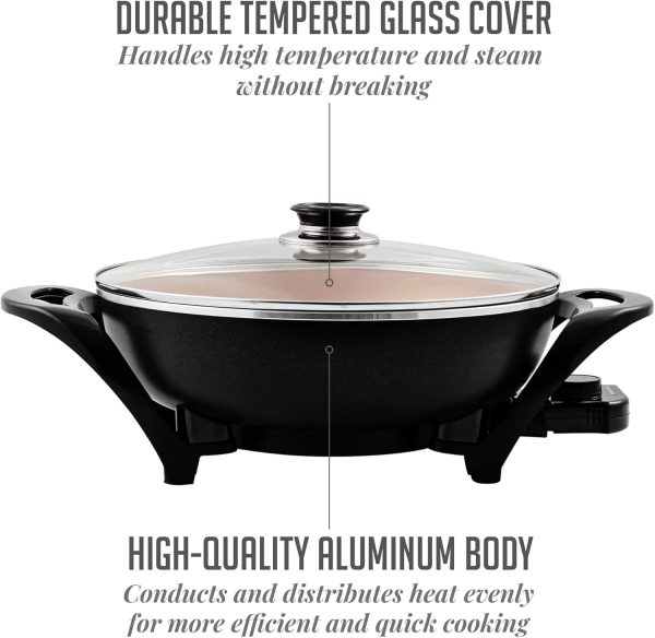 OVENTE 12 Inch Electric Skillet and Frying Pan with Nonstick Coating, 1400W Power, Adjustable Temperature Control, Tempered Glass Lid with Vent and Cool Touch Handles, Copper SK11112CO - Image 33