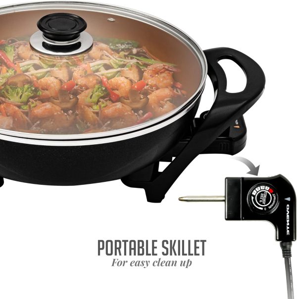 OVENTE 12 Inch Electric Skillet and Frying Pan with Nonstick Coating, 1400W Power, Adjustable Temperature Control, Tempered Glass Lid with Vent and Cool Touch Handles, Copper SK11112CO - Image 34