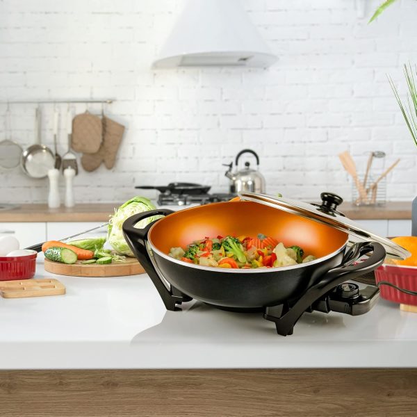 OVENTE 12 Inch Electric Skillet and Frying Pan with Nonstick Coating, 1400W Power, Adjustable Temperature Control, Tempered Glass Lid with Vent and Cool Touch Handles, Copper SK11112CO - Image 35