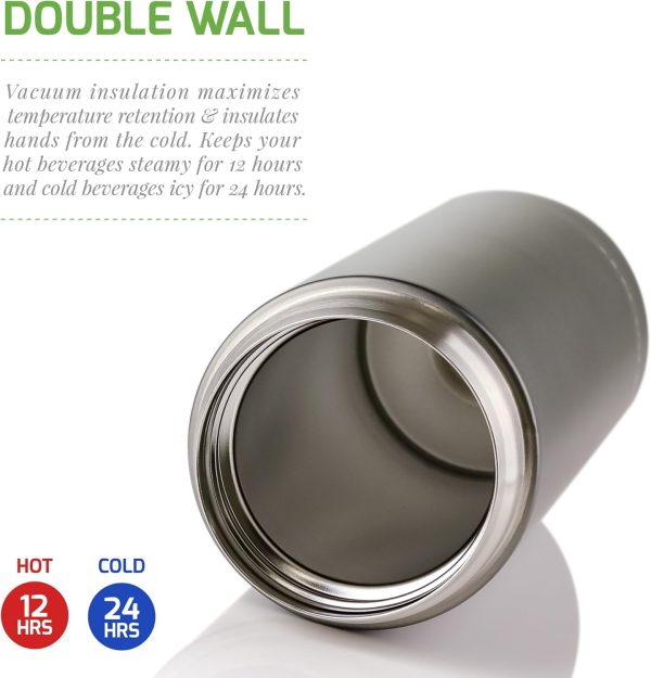 Ovente Stainless Steel Vacuum Insulated Coffee Water Mug, 16 oz Portable Double Wall Handheld Tumbler with Tea Infuser, BPA-Free Spill Proof Travel Friendly for Hot Cold Beverage, Gunmetal MSA16G - Image 2