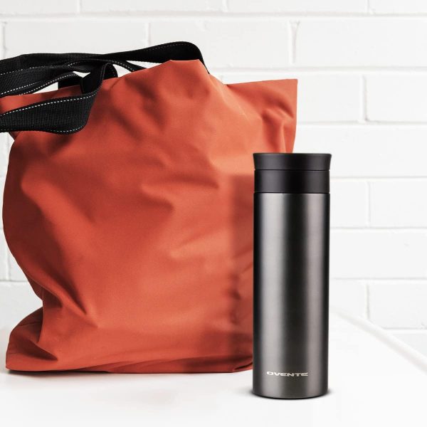 Ovente Stainless Steel Vacuum Insulated Coffee Water Mug, 16 oz Portable Double Wall Handheld Tumbler with Tea Infuser, BPA-Free Spill Proof Travel Friendly for Hot Cold Beverage, Gunmetal MSA16G - Image 5