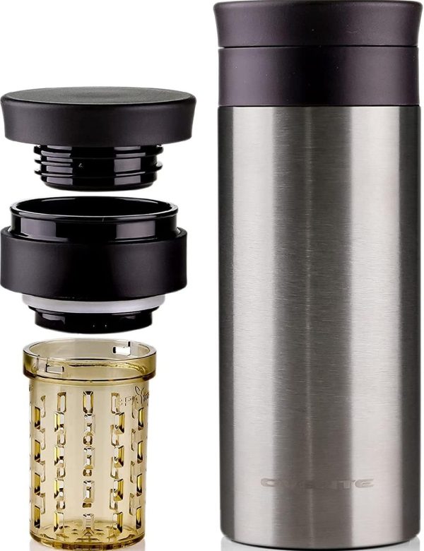 Ovente Stainless Steel Vacuum Insulated Coffee Water Mug, 16 oz Portable Double Wall Handheld Tumbler with Tea Infuser, BPA-Free Spill Proof Travel Friendly for Hot Cold Beverage, Gunmetal MSA16G - Image 16
