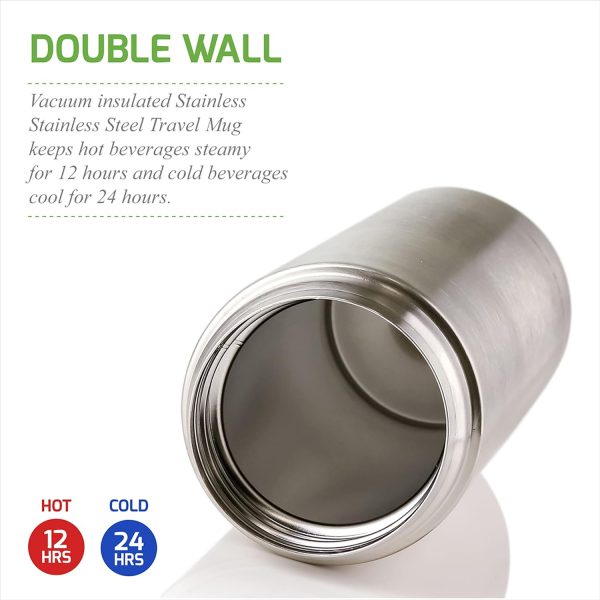 Ovente Stainless Steel Vacuum Insulated Coffee Water Mug, 16 oz Portable Double Wall Handheld Tumbler with Tea Infuser, BPA-Free Spill Proof Travel Friendly for Hot Cold Beverage, Gunmetal MSA16G - Image 17