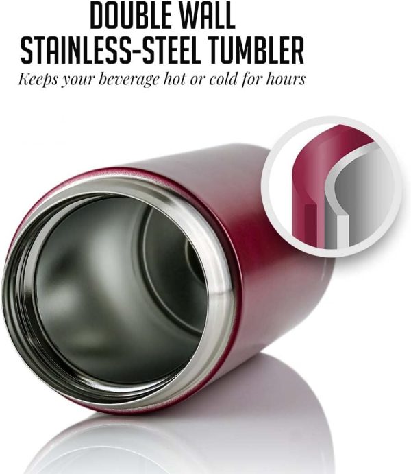 Ovente Stainless Steel Vacuum Insulated Coffee Water Mug, 16 oz Portable Double Wall Handheld Tumbler with Tea Infuser, BPA-Free Spill Proof Travel Friendly for Hot Cold Beverage, Gunmetal MSA16G - Image 25