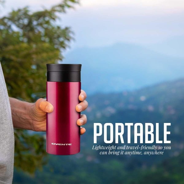 Ovente Stainless Steel Vacuum Insulated Coffee Water Mug, 16 oz Portable Double Wall Handheld Tumbler with Tea Infuser, BPA-Free Spill Proof Travel Friendly for Hot Cold Beverage, Gunmetal MSA16G - Image 29