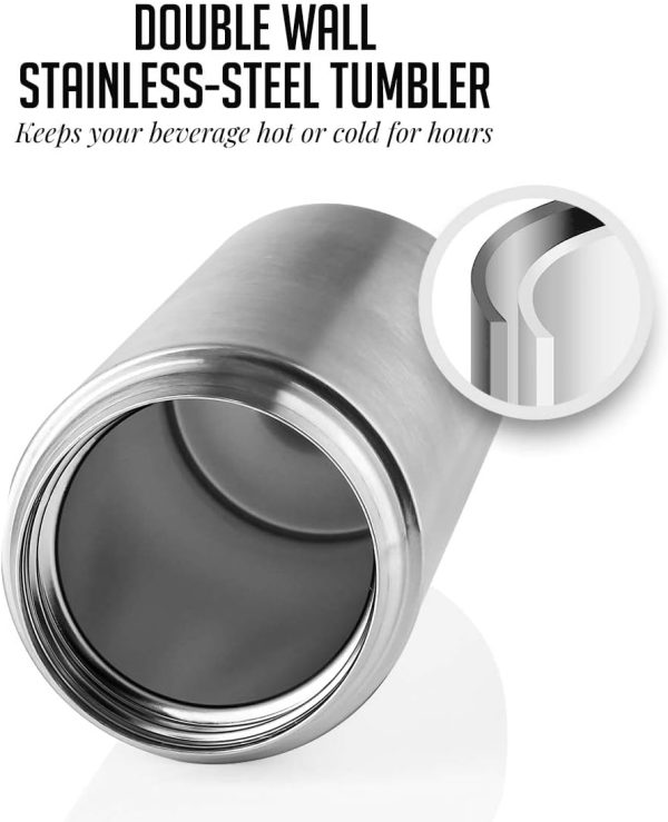 Ovente Stainless Steel Vacuum Insulated Coffee Water Mug, 16 oz Portable Double Wall Handheld Tumbler with Tea Infuser, BPA-Free Spill Proof Travel Friendly for Hot Cold Beverage, Gunmetal MSA16G - Image 33