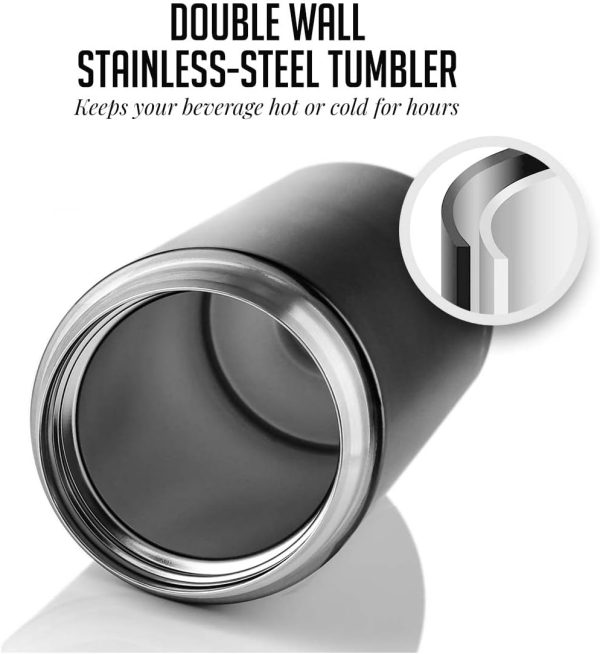 Ovente Stainless Steel Vacuum Insulated Coffee Water Mug, 16 oz Portable Double Wall Handheld Tumbler with Tea Infuser, BPA-Free Spill Proof Travel Friendly for Hot Cold Beverage, Gunmetal MSA16G - Image 41